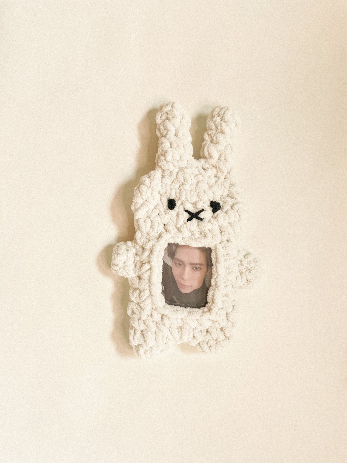 Crochet Miffy lightstick cover and pc holder