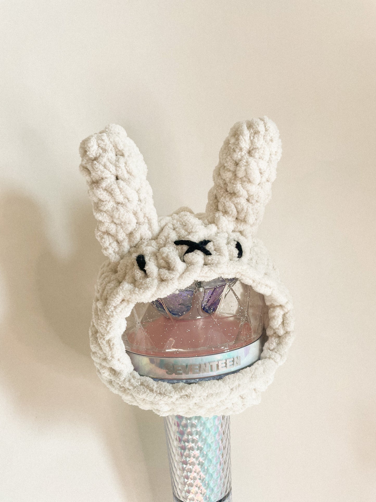 Crochet Miffy lightstick cover and pc holder